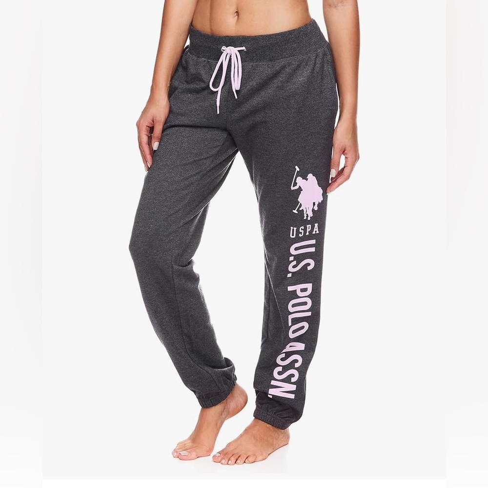U.S. Polo Assn. Charcoal Joggers with Light Pink Logo